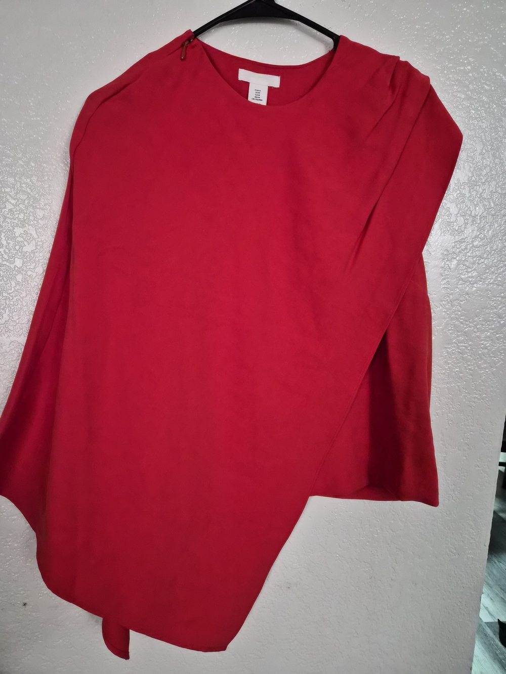 H&M Red Asymmetric Long Sleeve Top